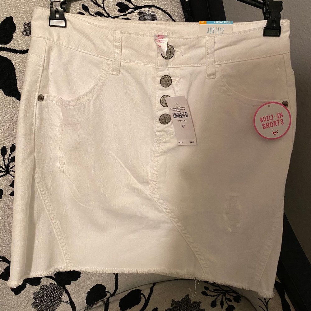 Justice high rise denim skirt